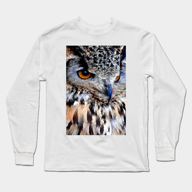 European Eagle Owl Bird of Prey Long Sleeve T-Shirt by AndyEvansPhotos